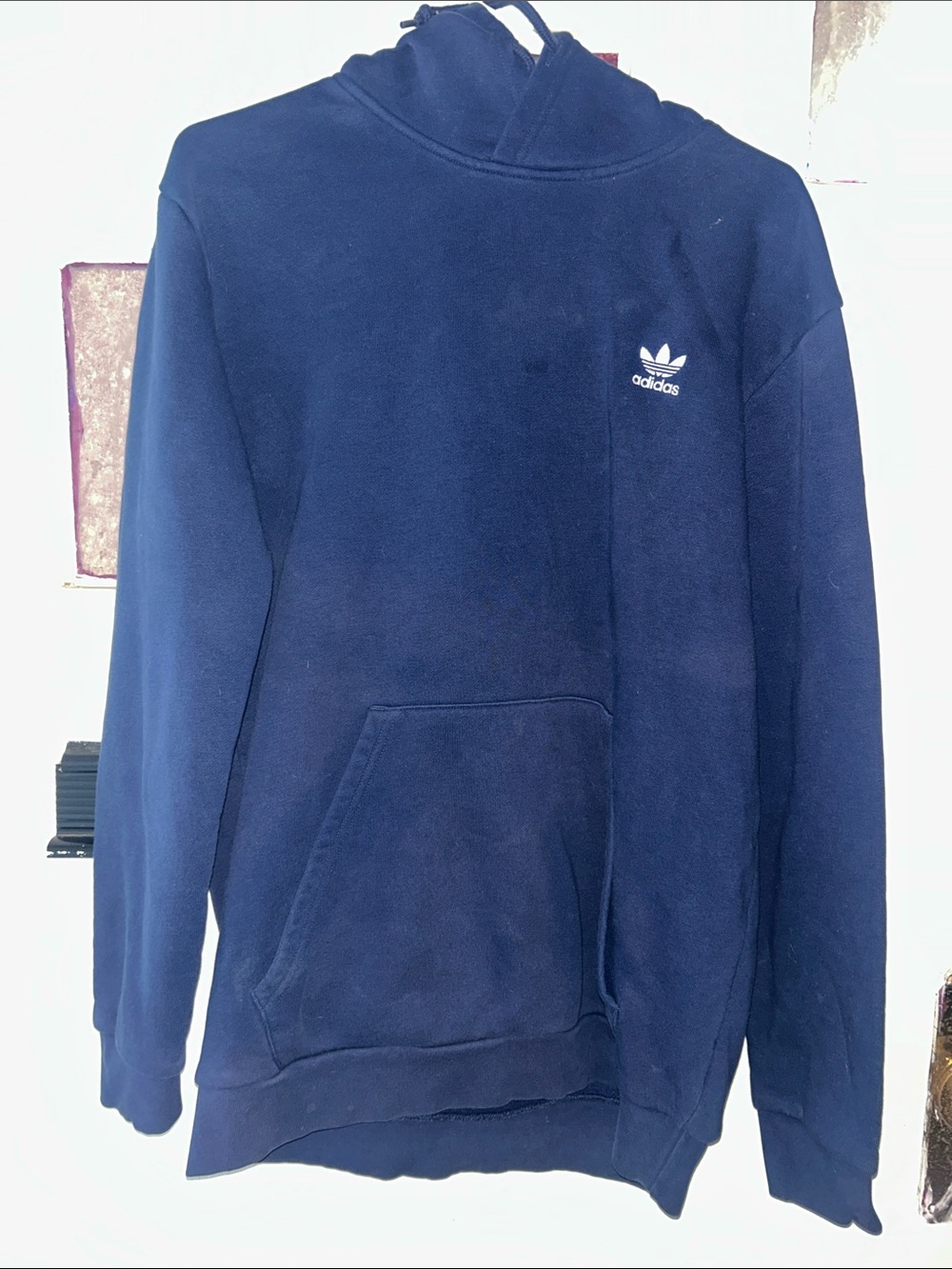 adidas Men’s Dark Blue Trefoil Crewneck Hoodie